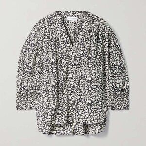 APIECE APART Yerba pintucked floral-print organic cotton-voile blouse black M